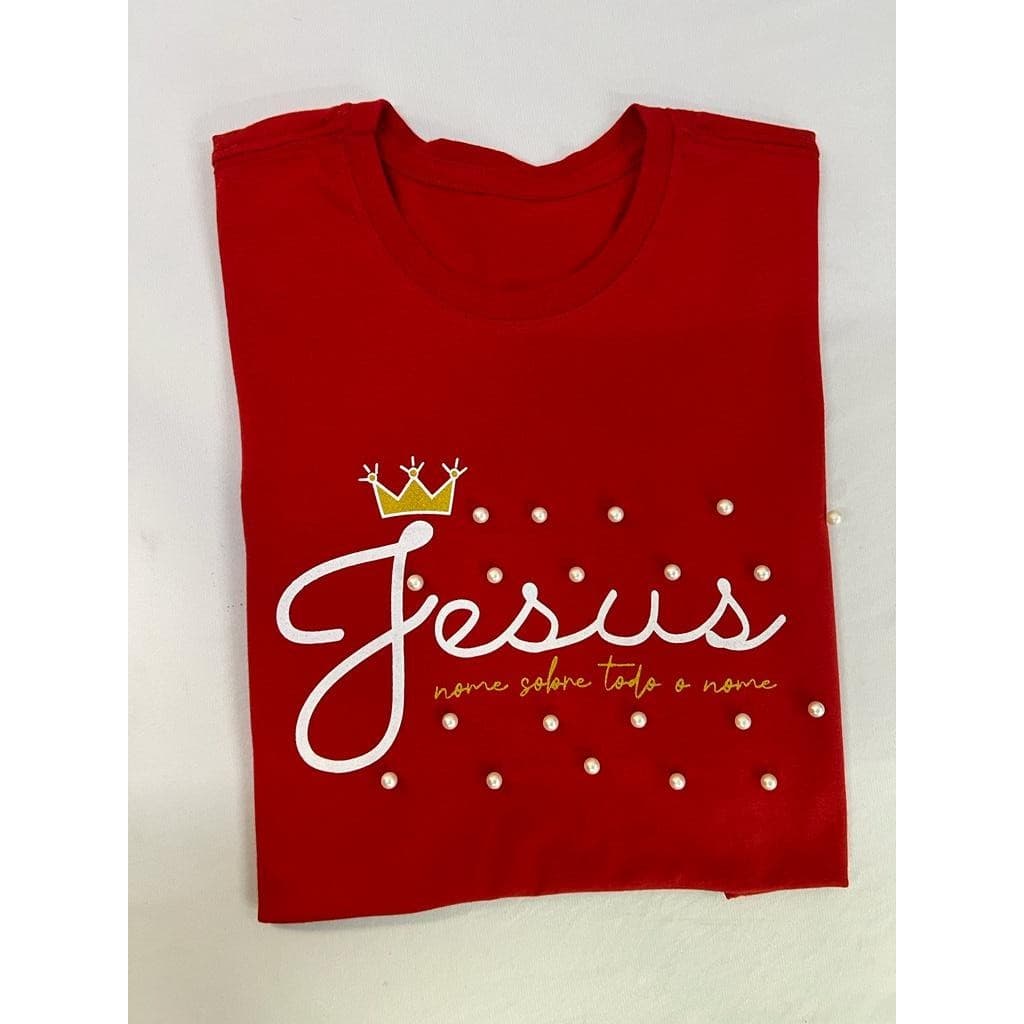 T SHIRT JESUS NOME SOBRE TODO NOME COM PEROLAS