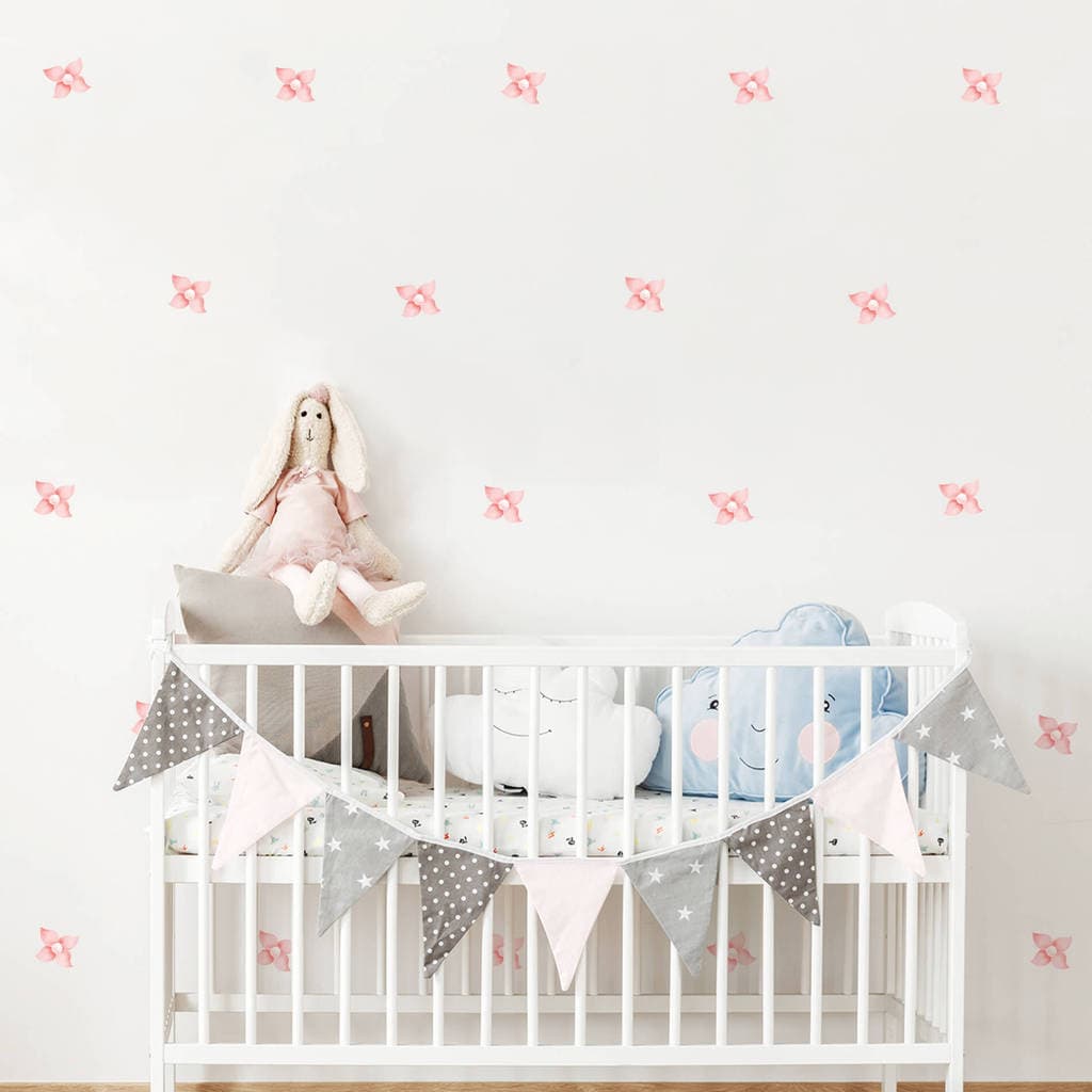 Adesivo de Parede Infantil Flores Rosa Aquarela - 28 adesivos