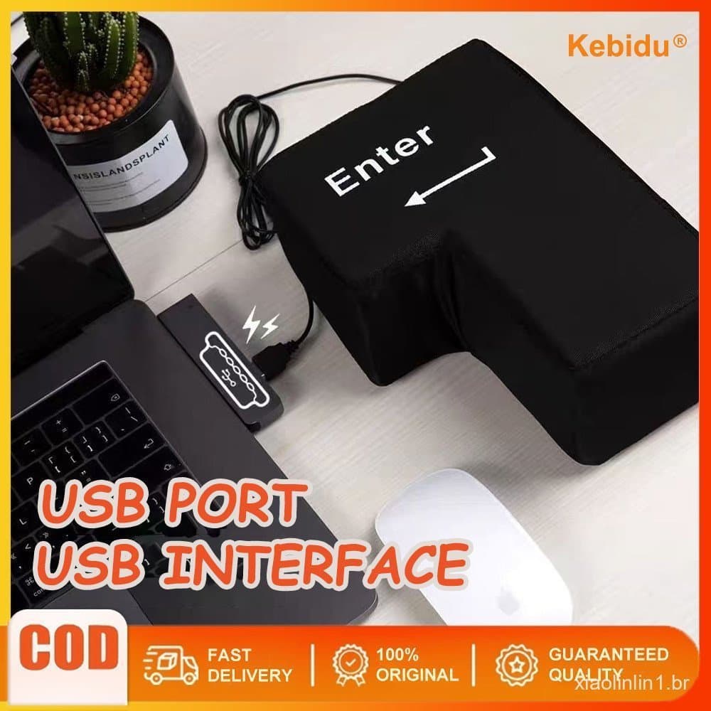 [Envio Rápido] Botão Chave USB Big Enter Para Escritório Doméstico Travesseiro De Alívio De Estresse Grande Entrada Almo
