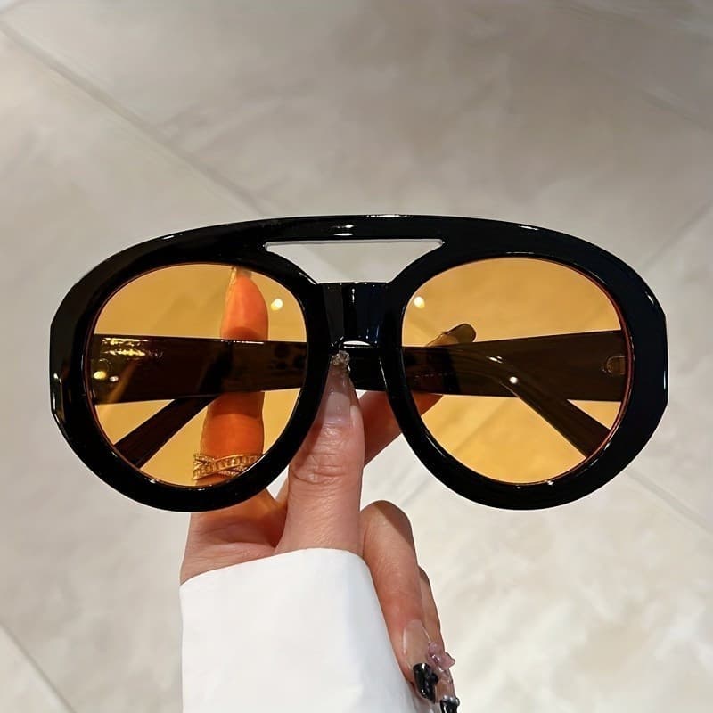 Óculos de Sol Redondos Oversize para Mulheres/Homens, Estilo Vintage, Última Tendência, Óculos com Personalidade e Estil