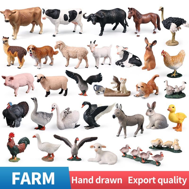 Modelos realistas de animais de fazenda: pássaro capoeira, pato, ganso, cisne, galinha, pintinho, modelos móveis, brinqu
