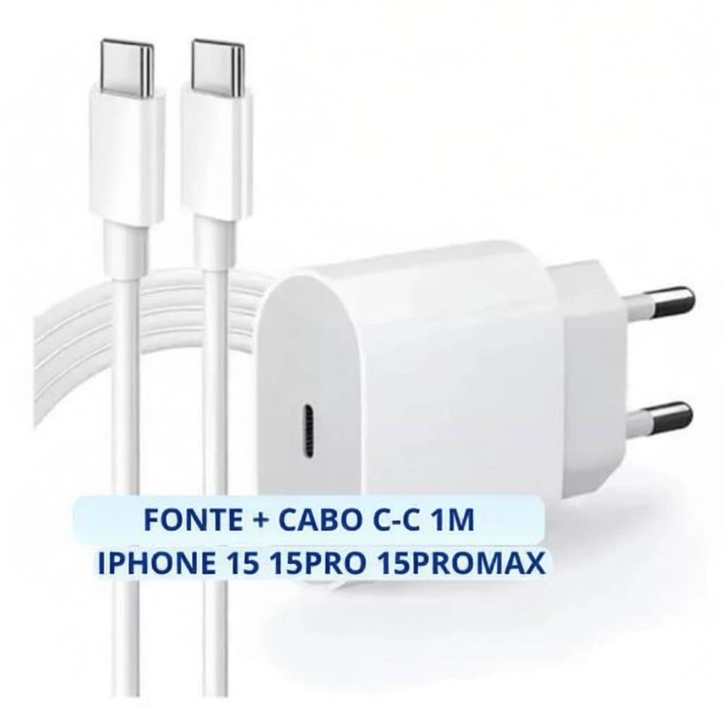Carregador IPhone Completo USB C Tipo C 25w Fonte Turbo Tomada Cabo USB-C