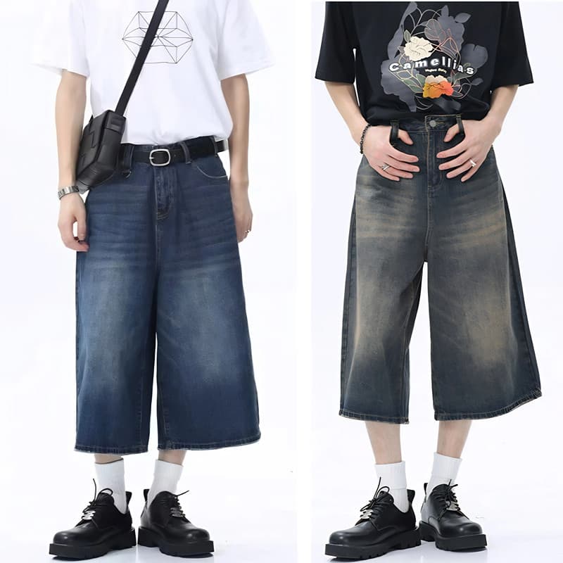 S-5xljeans Calças Curtas Masculinas Shorts Jeans Soltos Para Homens Coreanos