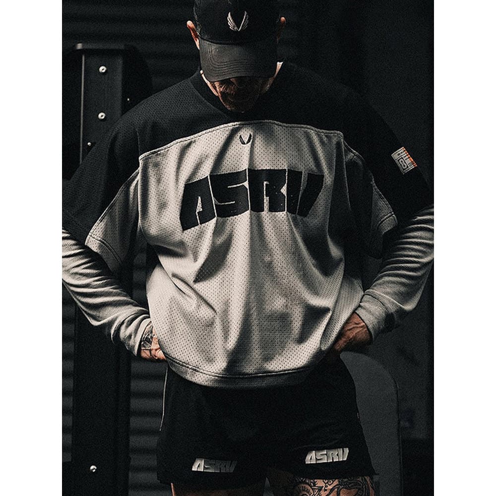 Nova camiseta esportiva americana masculina com decote em V correndo treinamento roupas de basquete malha de manga curta