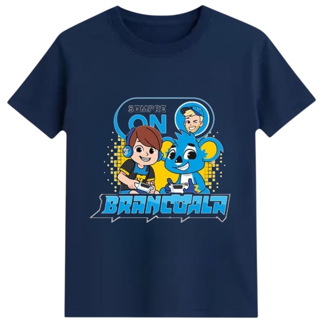 Camisa Infantil Unissex Youtuber Brancoala Camiseta Estampada 100% Algodão Premium juvenil blusa presente