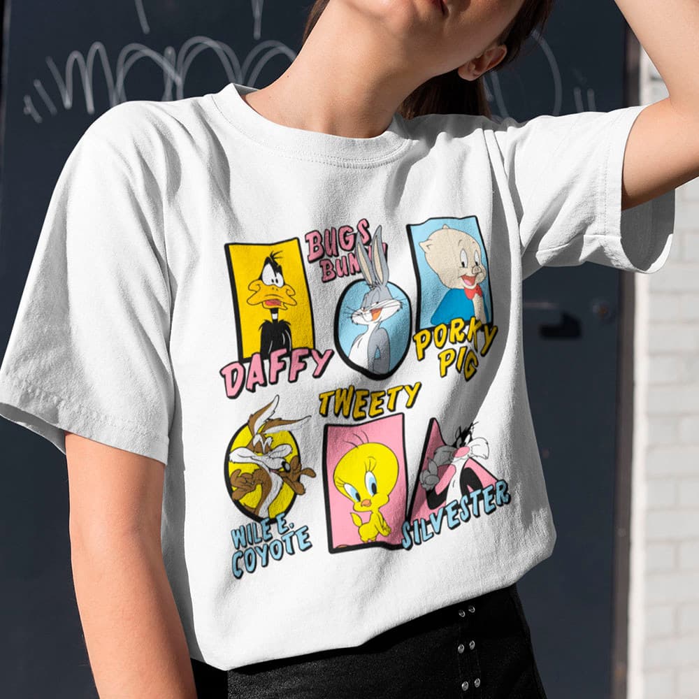 Blusa Feminina Looney Tunes Animada T-shirt Urbana Camiseta Versátil Camisa Tendência Crt Unissex