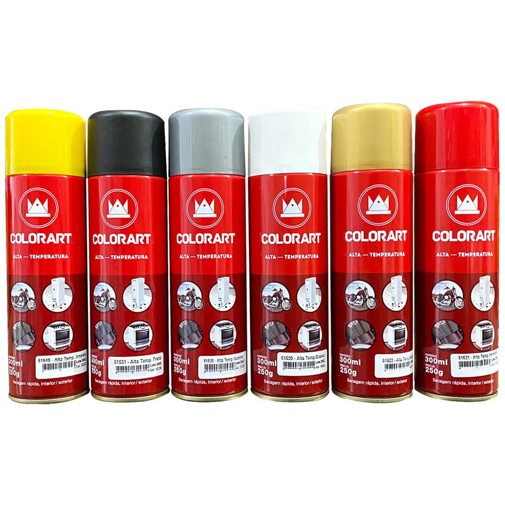 Tinta Spray Alta Temperatura Colorart 300ml + 600° Graus Todas as cores ! OK