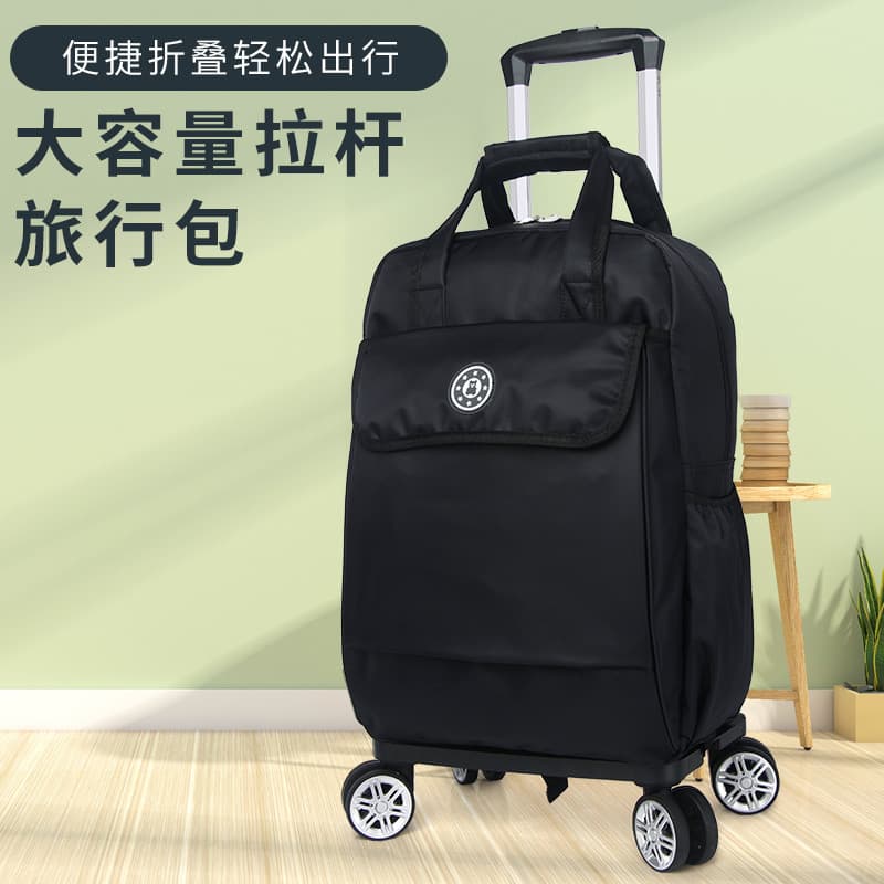 Saco de carrinho portátil feminino destacável trole mochila grande capacidade saco de viagem leve bagagem mala