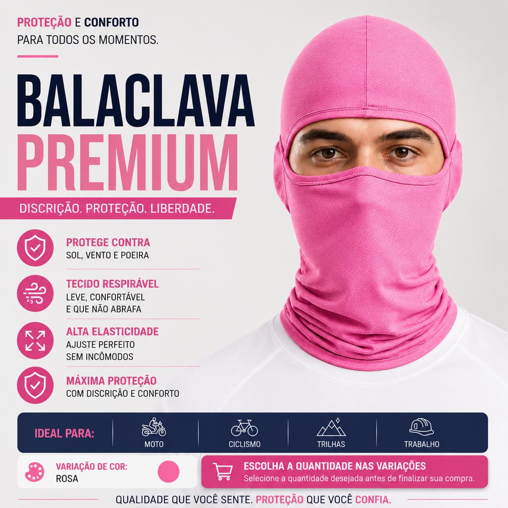 4 Touca Ninja Balaclava Rosa Motoqueiros Ciclistas Trabalhos Expostos Proteção Solar raios Térmica