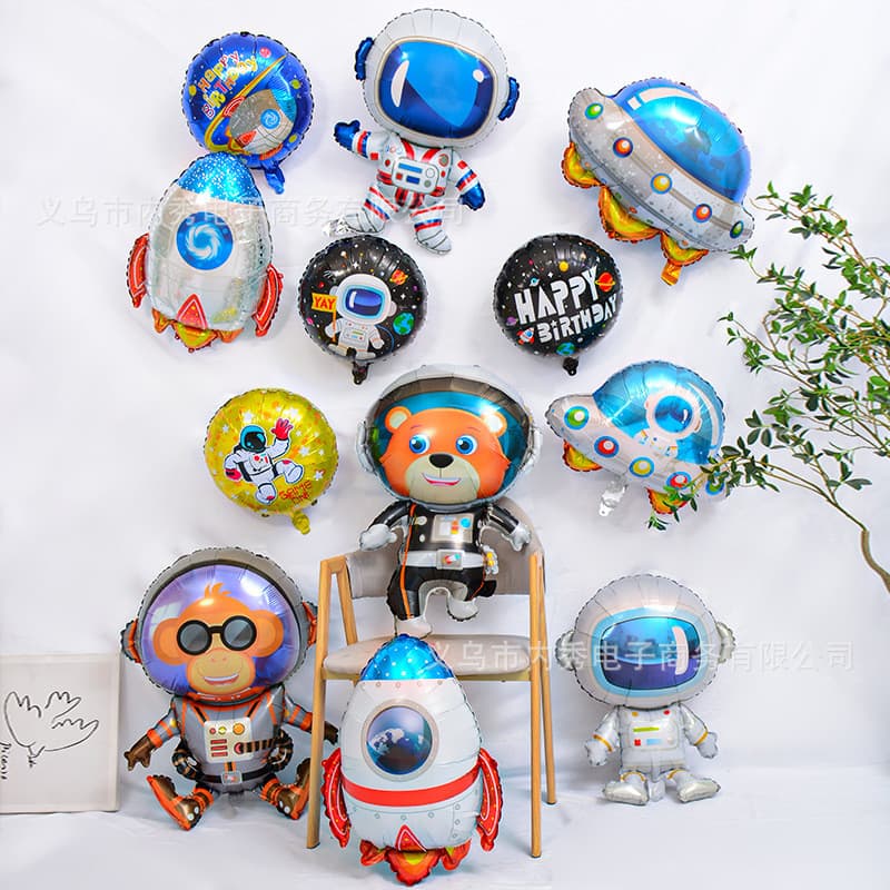 Balões De Alumínio Tema Astronauta Conjunto Decoração Festa Menino Foguete Nave Espacial Estrelas Balão Espacial Para Fe