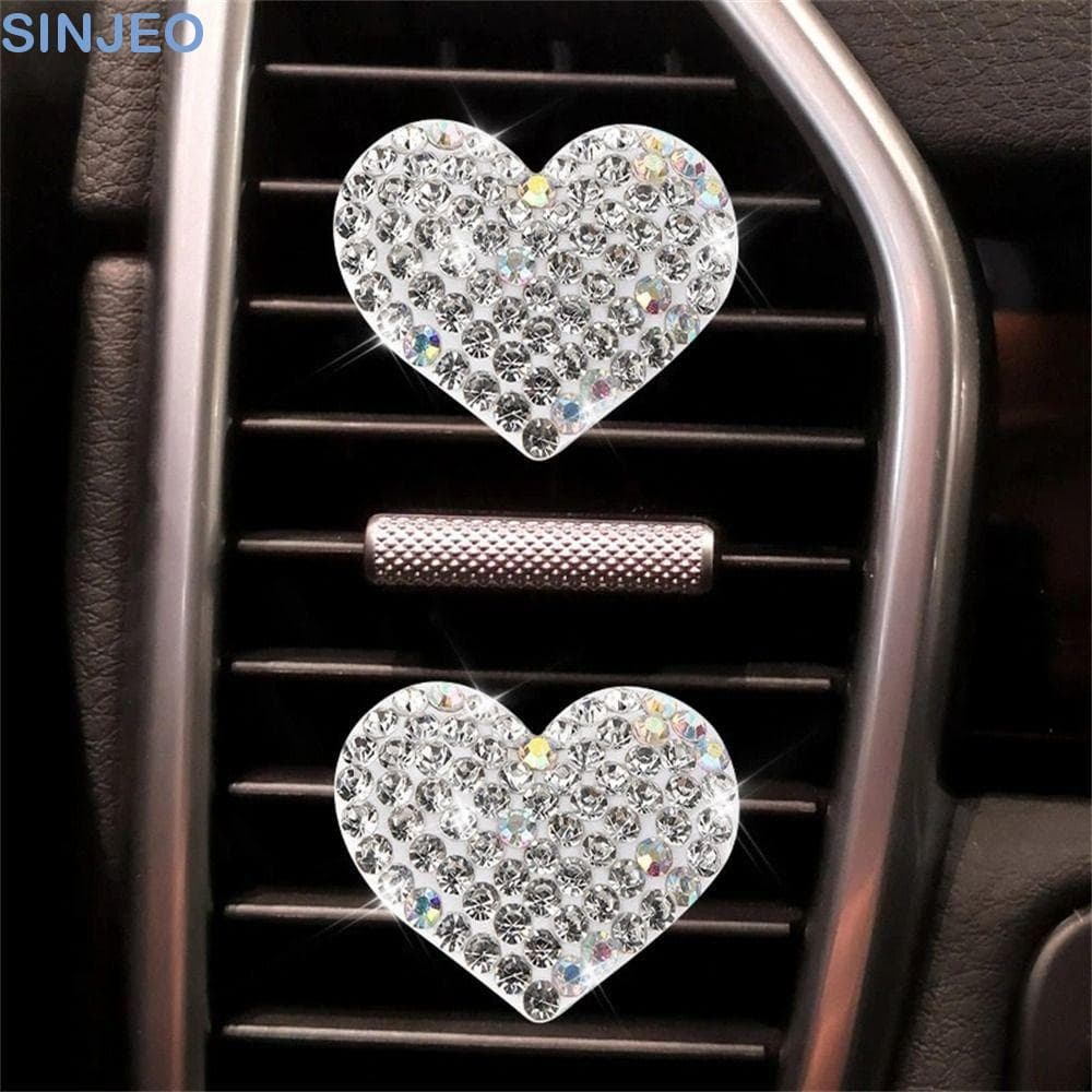 SINJEO Clipe De Carro Ar Condicionado Ornamento Automático Em Forma De Coração Strass Saída De Decoração