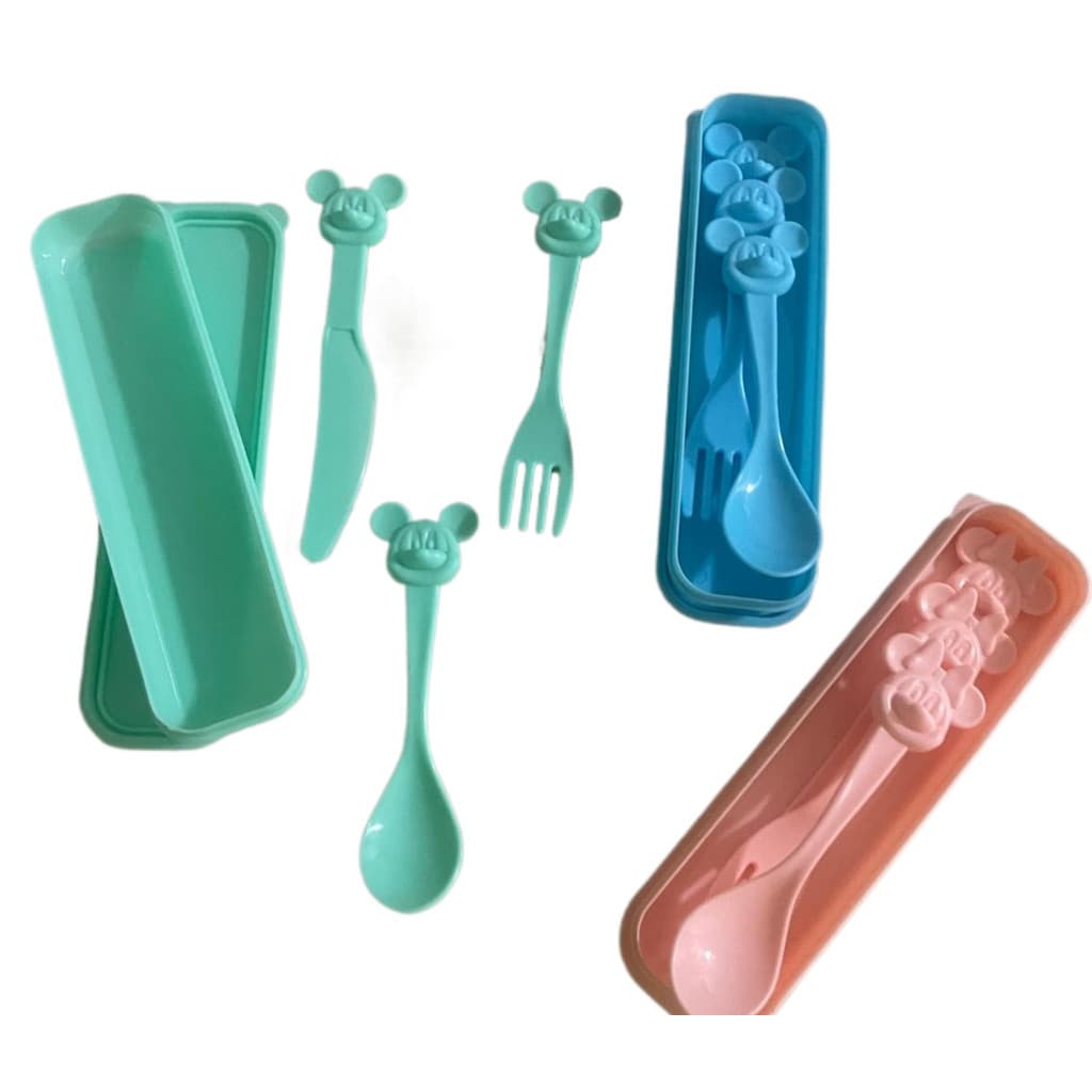 Jogo Conjunto Talher Infantil Estojo Garfo Faca Colher
