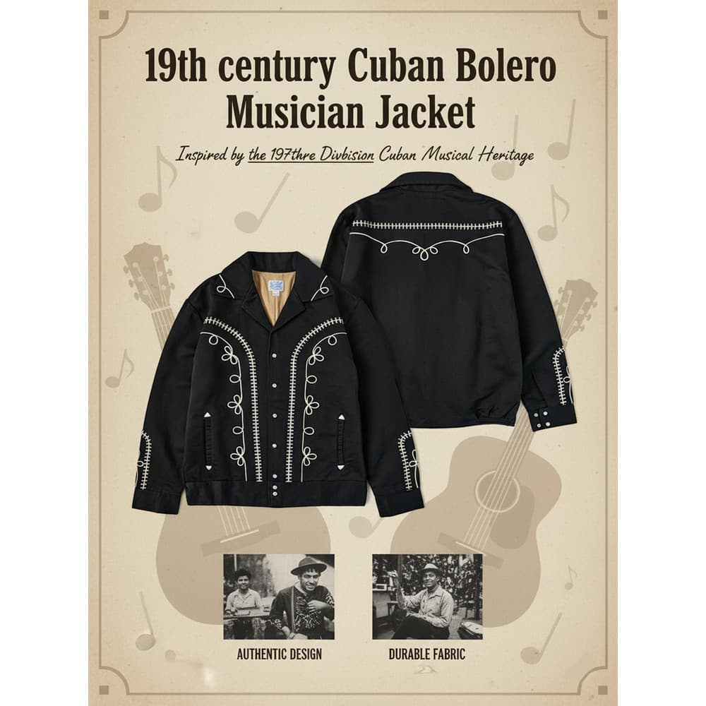 Não palha Bolero ocidental bordado cubano músico jaqueta Rockabilly solto bordado jaqueta