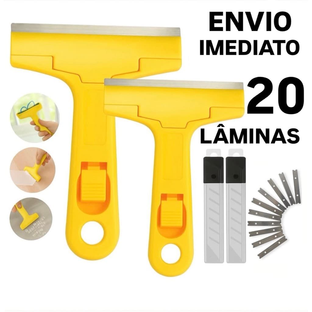 Estilete Raspador De Vidro Profissional Limpeza Piso Fogao Parede 1 Unidade + 10 Lâminas Ou 2 Unidades 20 Lâminas