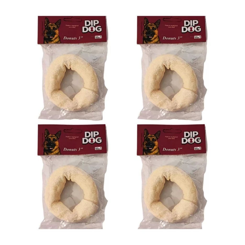 Kit 4 Donuts Ossinho Petisco Dip Dog Natural cães pequenos e médio