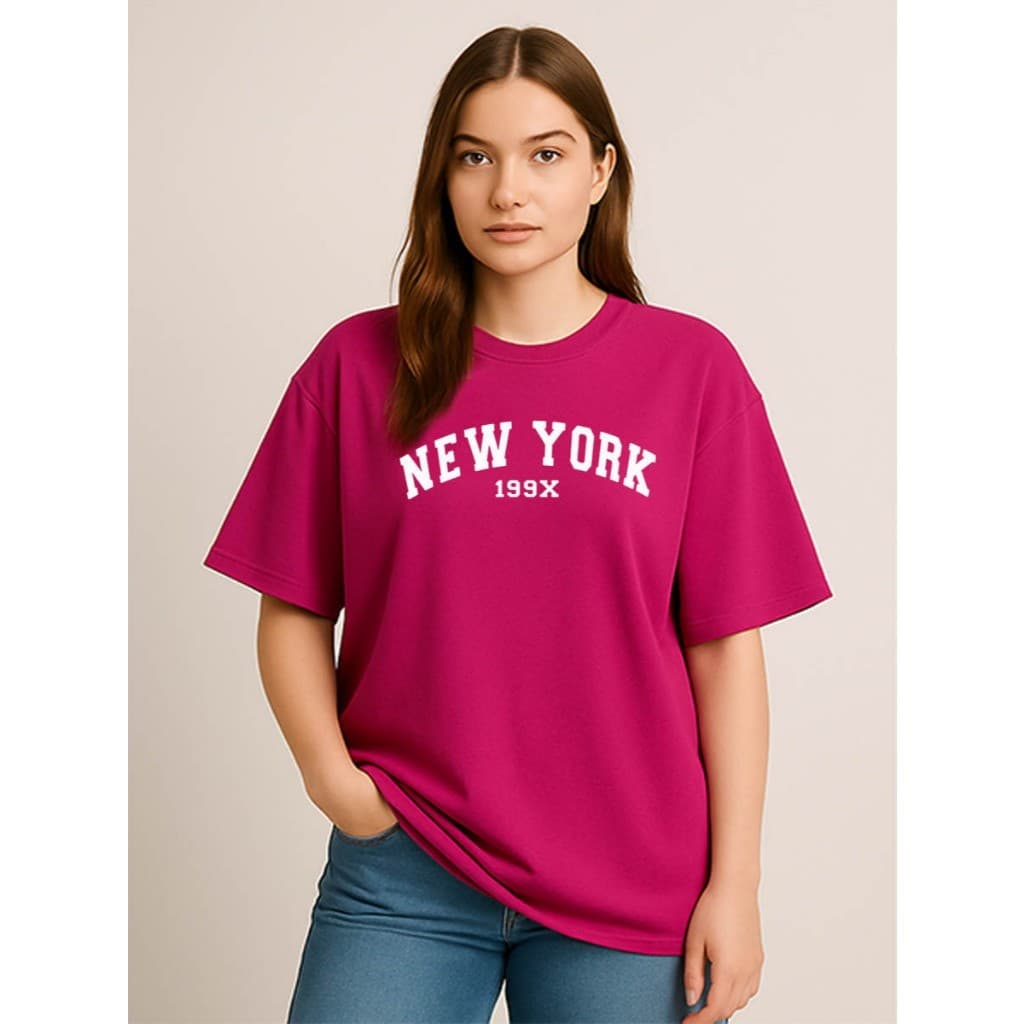 Camiseta Feminina Oversized Los Angeles California Estilo de Rua Corte Reto