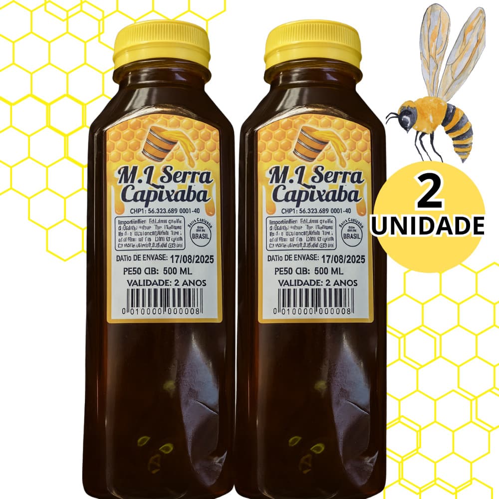 Promoção Relâmpago 2 Unidades Mel Capixaba Garrafa Abelha Silvestre 500 Ml  Envio Imediato