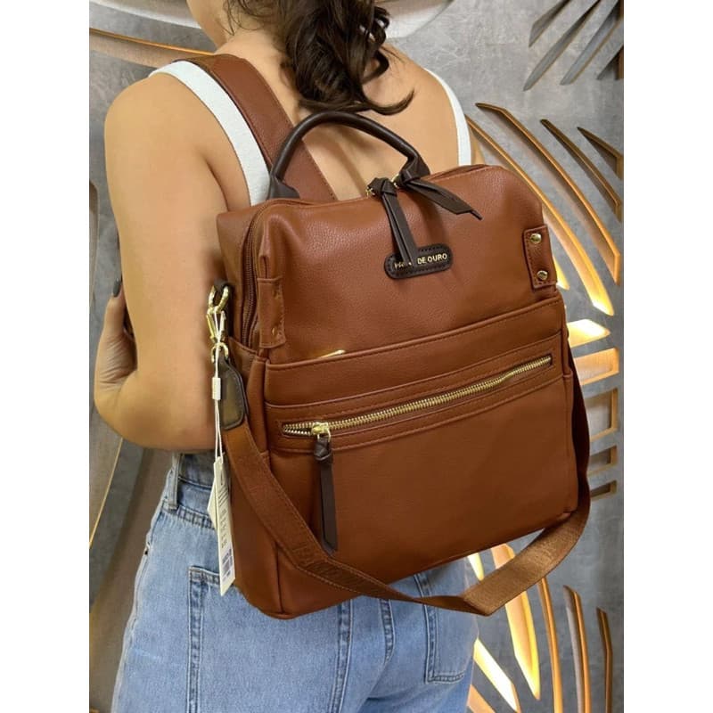 Mochila 2 em 1 feminina original pavão de ouro com alça transversal