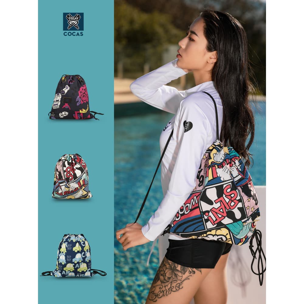 Separação seca e molhada natação cordão bolso cordão masculino praia esportes maiô saco de armazenamento à prova dwaterp