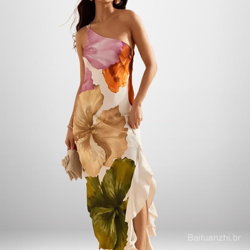 Vestido Feminino Solto Casual para Férias, Novo Vestido de Alças Cruzadas Estilo Europeu e Americano Primavera/Verão 202