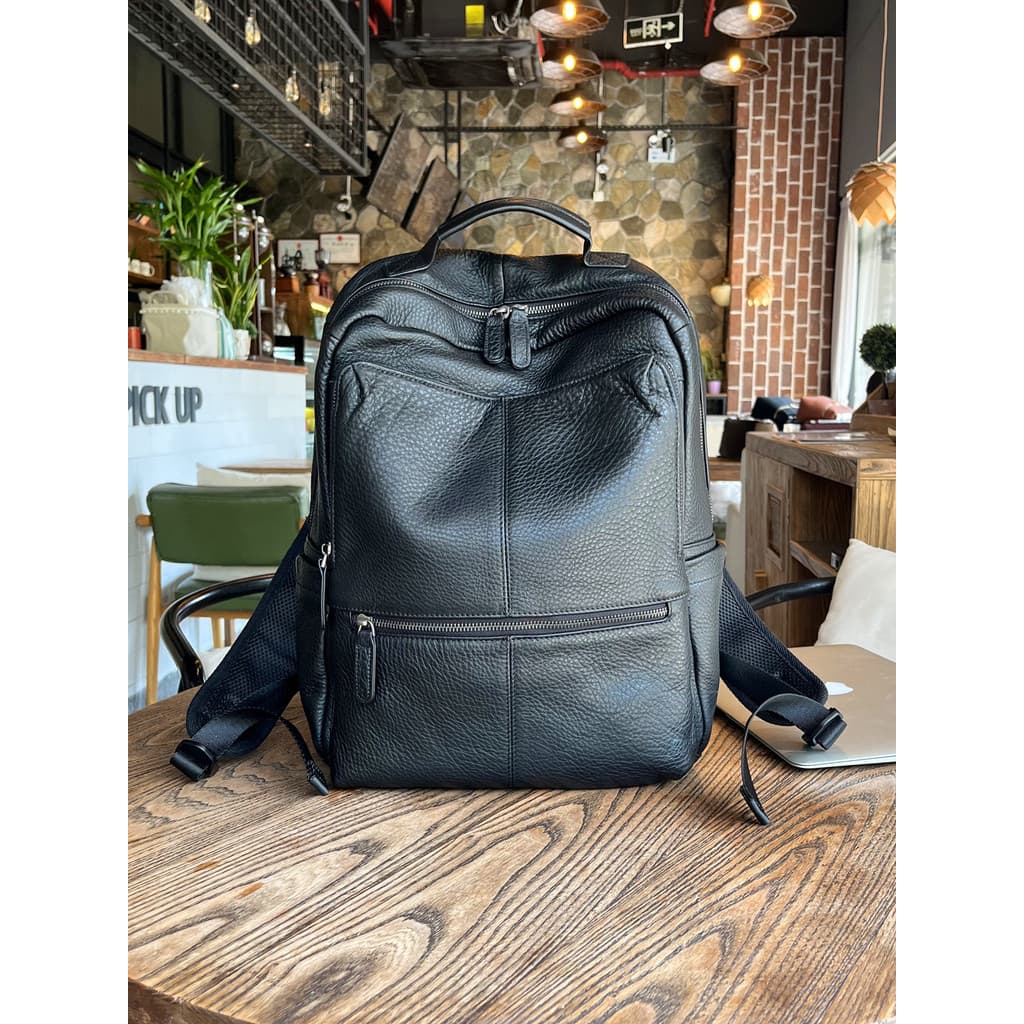 Lobo estrada couro genuíno primeira camada mochila de couro dos homens grande capacidade negócios Commuter Multi-compart