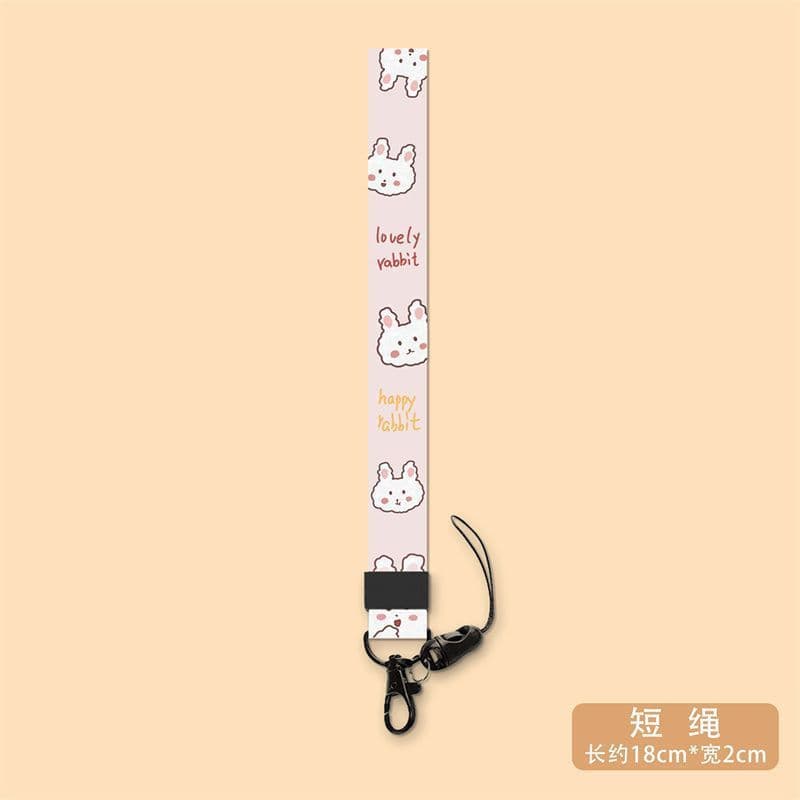 Gancho de metal, corda longa, cordão de pescoço com design de desenho animado, capa de celular, chaveiro, pingente, cord
