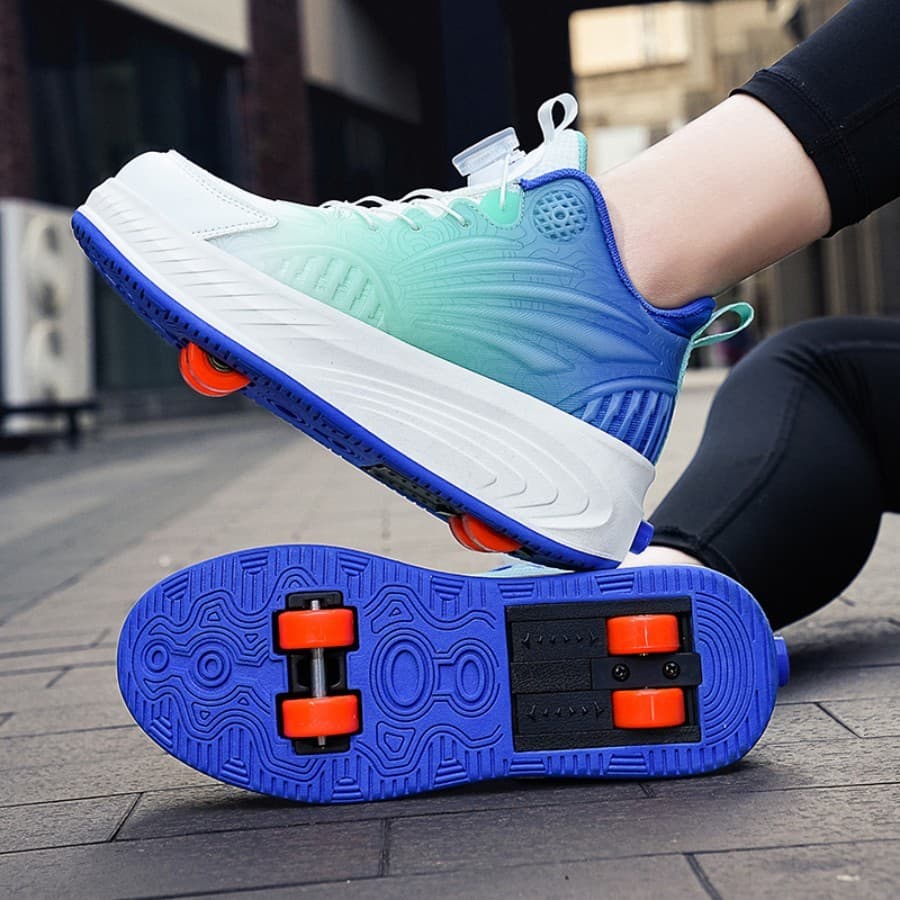 Novo estilo de sapatos de corrida de quatro rodas para crianças sapatos de skate masculino feminino estudantes jovens sa