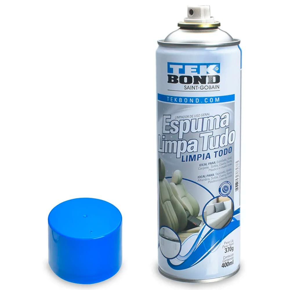 Espuma Limpa Tudo Tekbond 400ml 370g Limpeza a Seco Para Sofa Estofado Banco de Carro Tapete Tecidos e Vinil