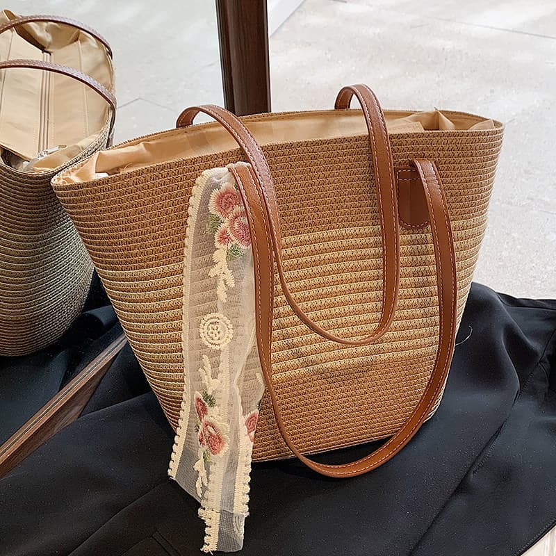 bolsa feminina bolsa femenina High-End texturizado estilo ocidental saco de palha feminino 2026 novo estilo praia férias