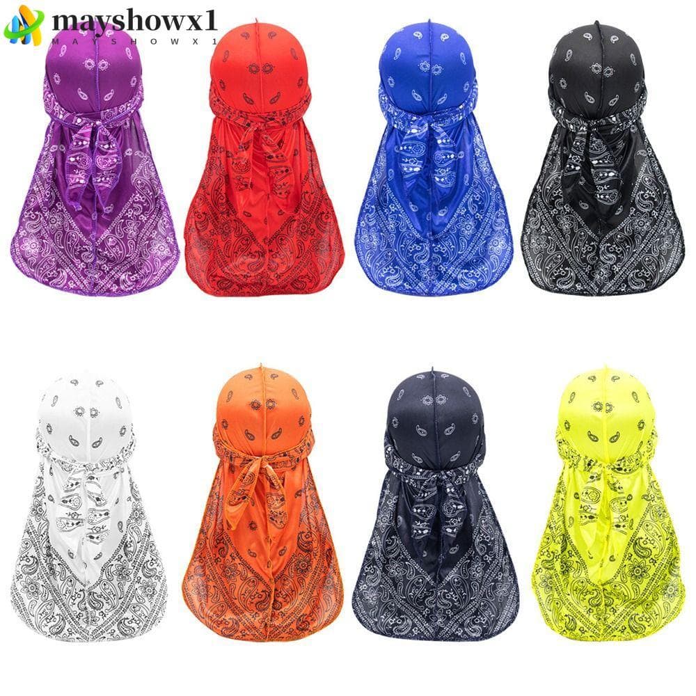 MAYSHOWX1 Lenço Bandana , Durag Impresso De Cauda Longa Suave E Sedoso , Turbante Unissex Respirável Com Estampa De Flor