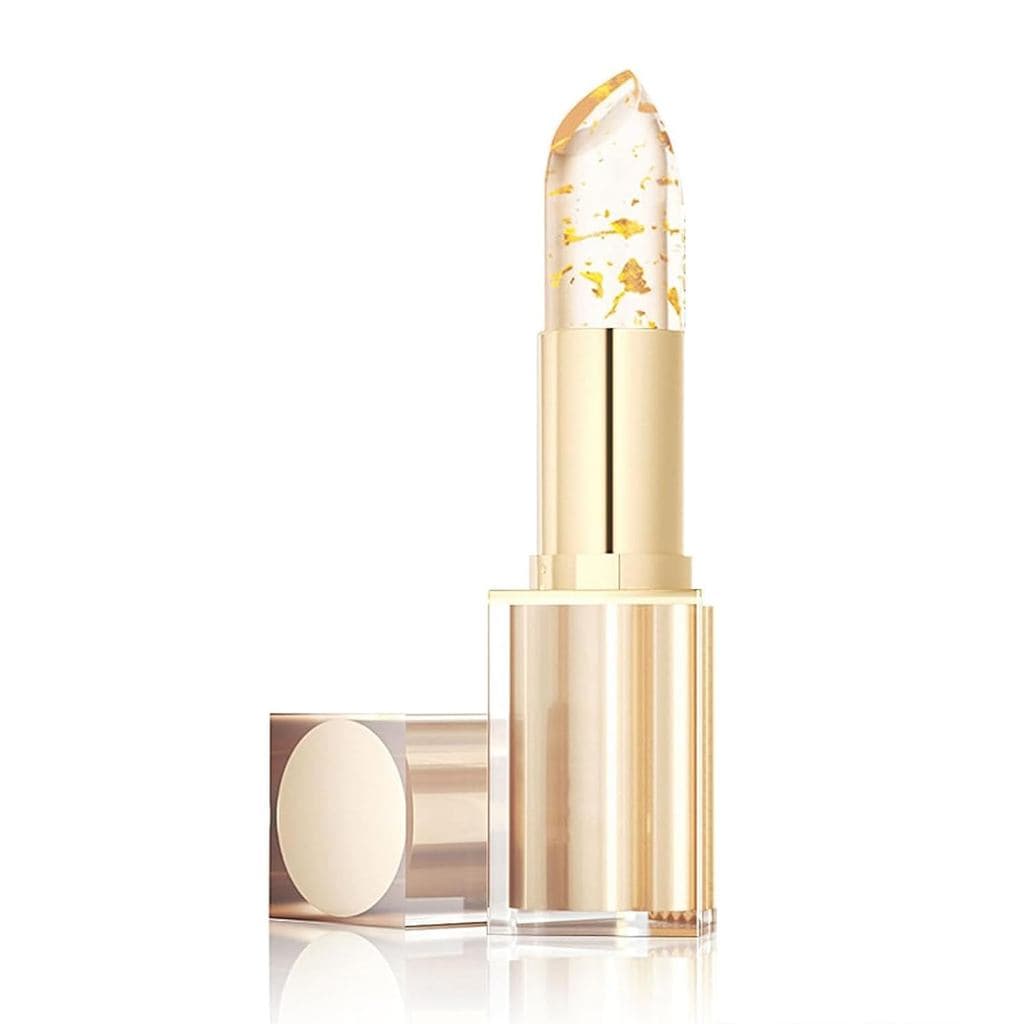 Batom de Conservação, Batom que Muda de Cor, Batom Transparente à Prova de Transferência com Efeito Cristal Dourado que