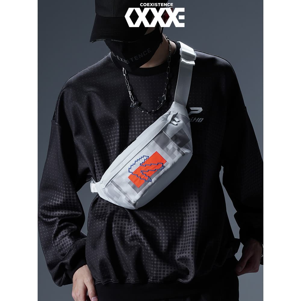 COEXISTÊNCIA Moda Homens Mulheres Motocicleta Bolsa Mensageiro Multifuncional Esportes Lazer Cintura Bolsa Peito Bolsa d