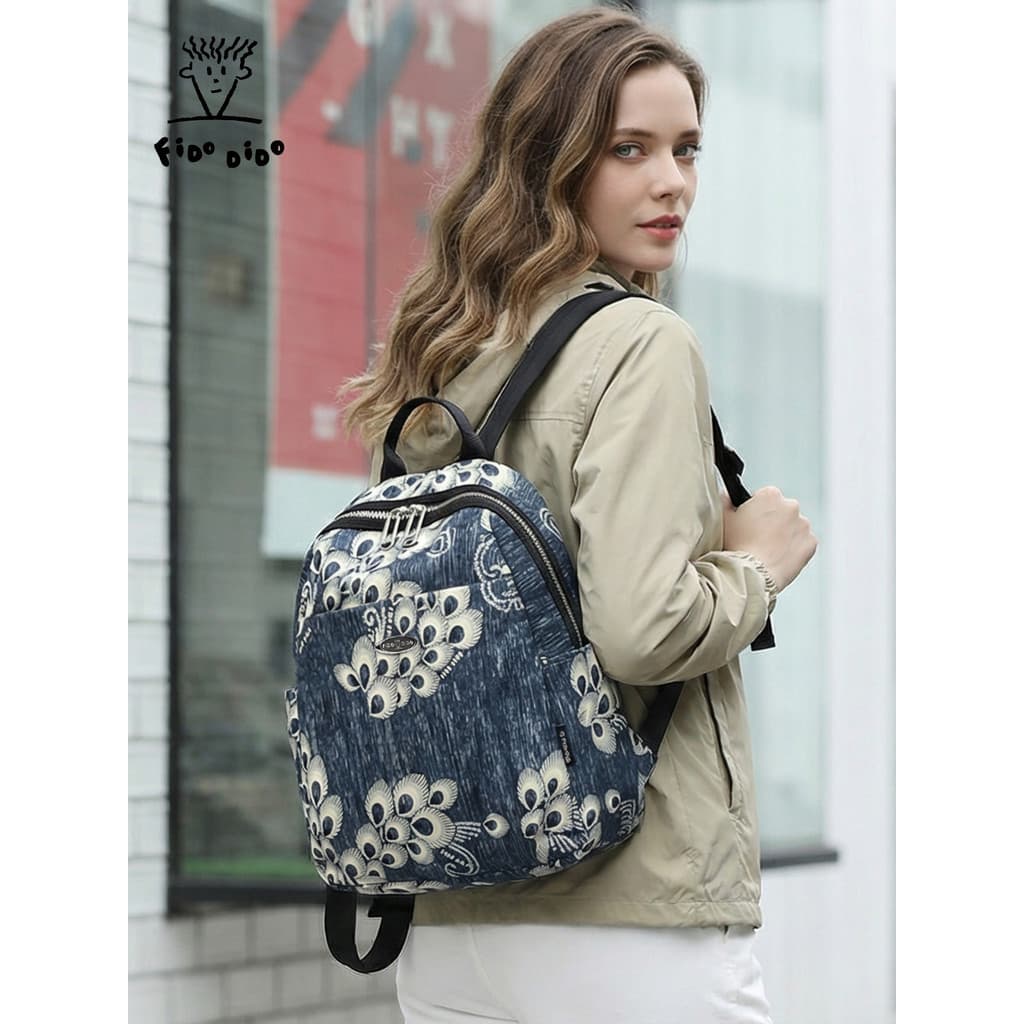 Fido Dido Mochila Senhoras Lazer Viagem Leve Idosos de Meia-idade Oxford Pano Mochila Moda All-match Bolsa de Lona