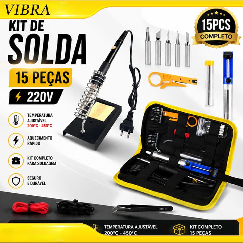 Kit Ferro Solda + Tubete 60W Estanho Com Resina E Sugador Solda 220V