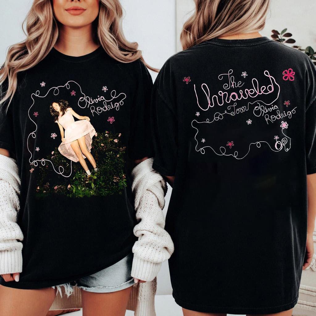 Camiseta Masculina Feminina Estampa Olivia Rodrigo The Unraveled Tour T-shirt Unissex Streetwear Envio Imediato