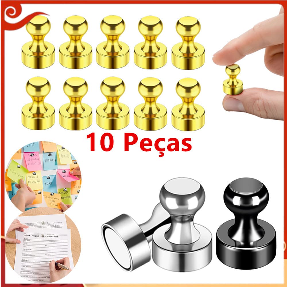 Ímã de Metal, pacote de 10 unidades, ímã de geladeira poderoso, ímã de quadro branco multiuso