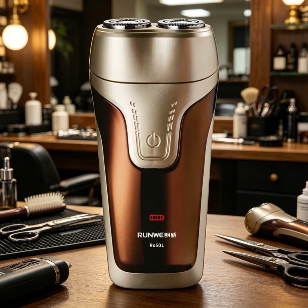 Langwei navalha elétrica masculina recarregável lâmina dupla faca de barba portátil RS501