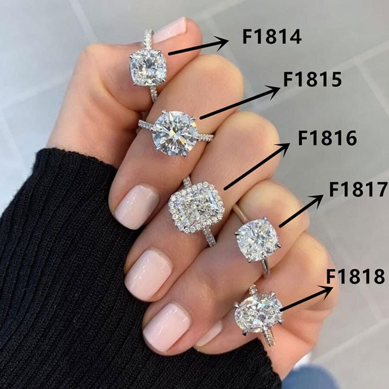 S925 prata esterlina geométrica zircão anel simples moda jóias senhoras anel de casamento