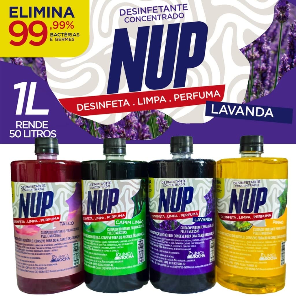 Desinfetante Concentrado kit com 4 de 1L - cada um faz 50 litros cada