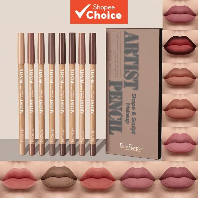 FACESECRET 8 Unidades Conjunto De Maquiagem Nude Para Delineador Labial , Caneta De Longa Duração Com Efeito Fosco À Pro