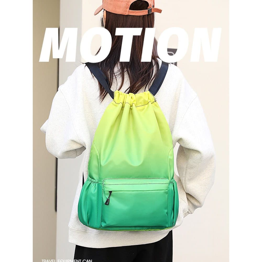 Leve mochila de grande capacidade Fitness cordão bolso gradiente cor viagem esportes armazenamento mochila basquete