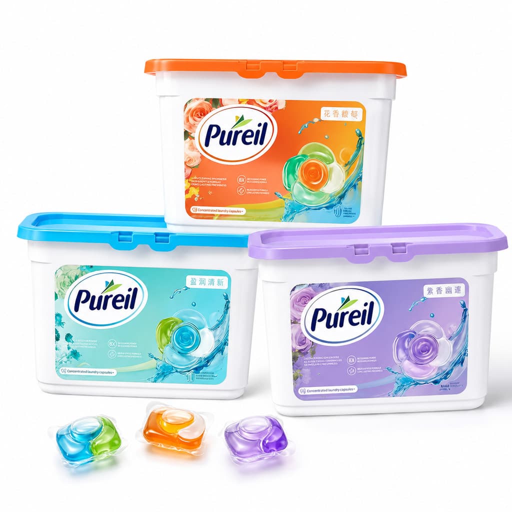 Cápsulas Detergente de Sabao Lava Roupas 5 em 1 Pureil Sabão Perfumado 30un