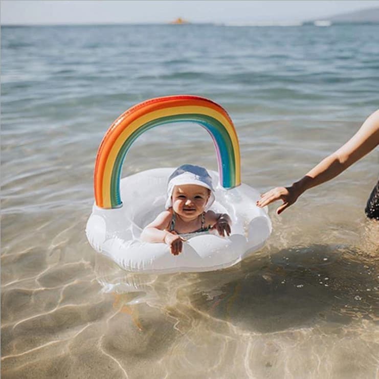 Ins influenciador praia foto adereços engrossado crianças arco-íris nuvem assento infantil anel de natação bebê sentado