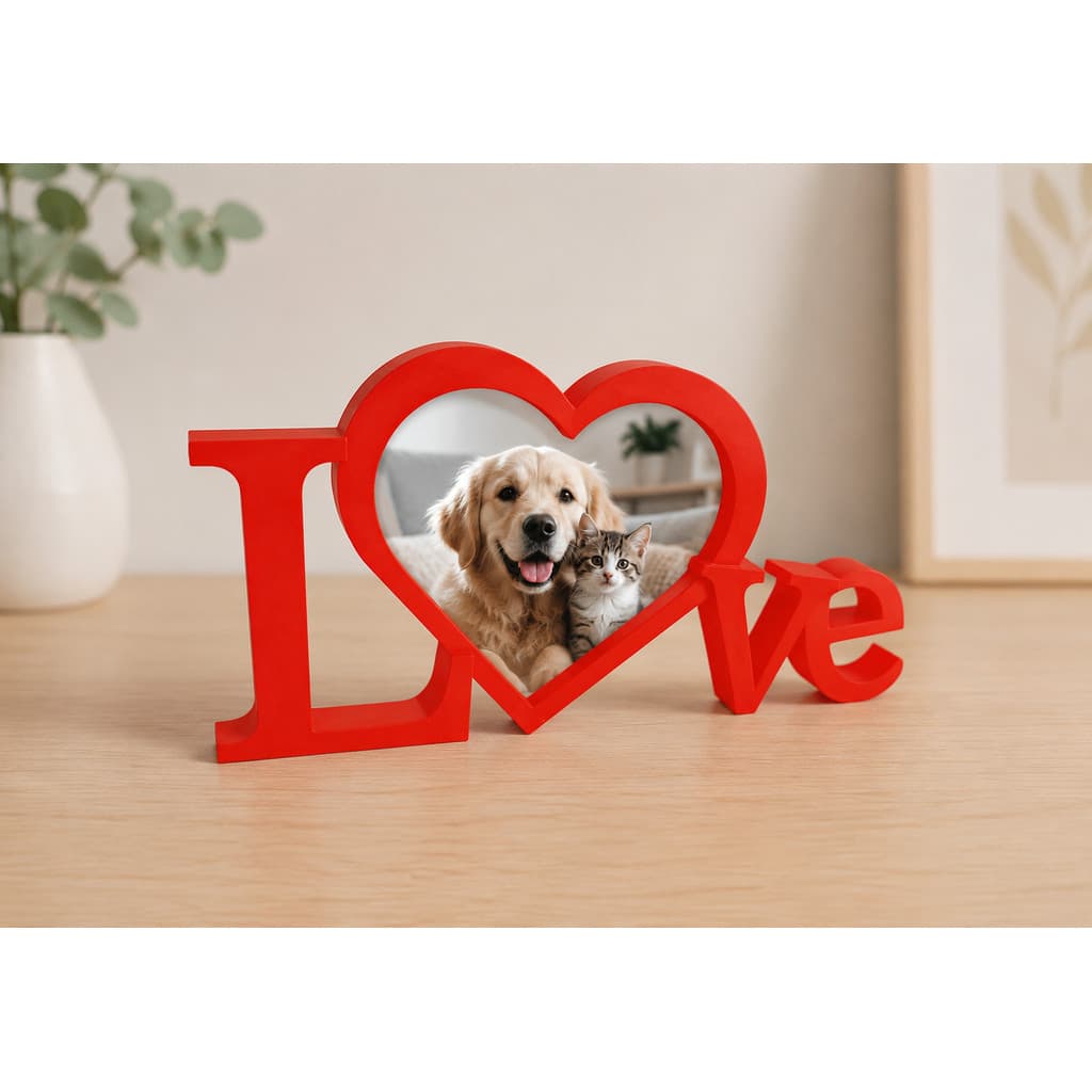 Porta-retrato Dia dos Namorados Decorativo Love Com Coração