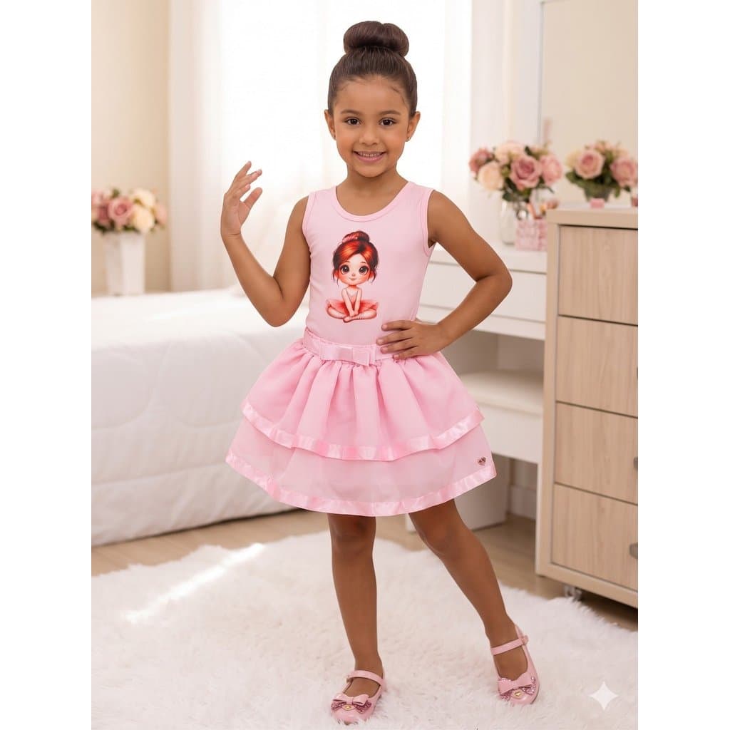 Conjunto Refinado Blogueirinha Bailarina Rosa