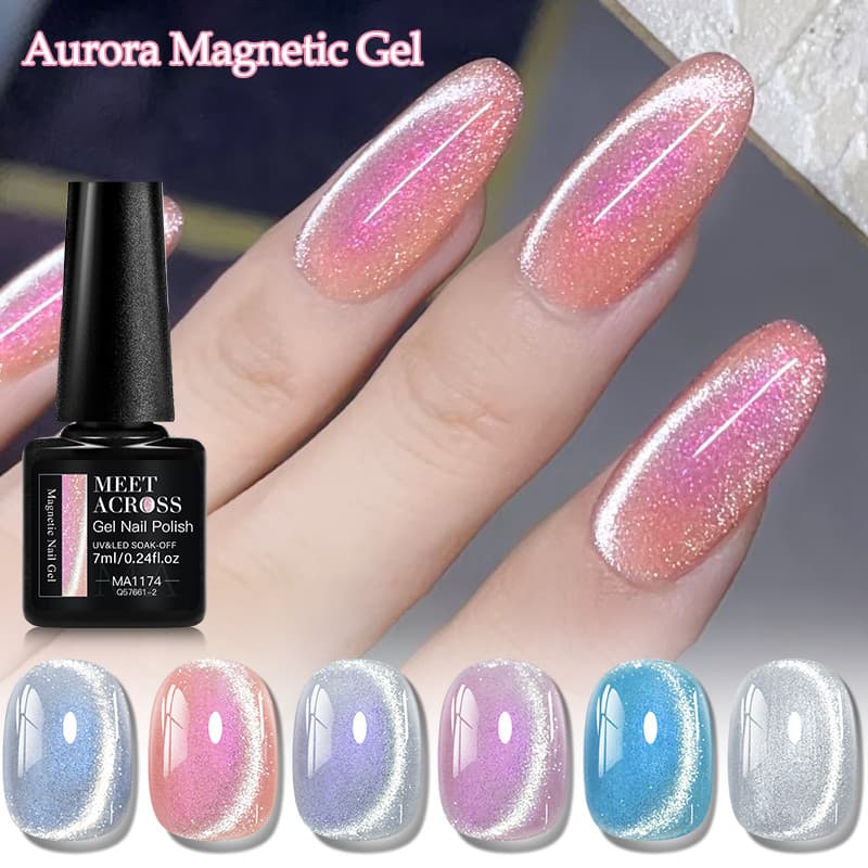 Conheça Através 7ml Aurora Conta De Vidro Olho De Gato Magnético Unha Polonês Gel Iridescente Shimmer Soak Off UV LED Ve