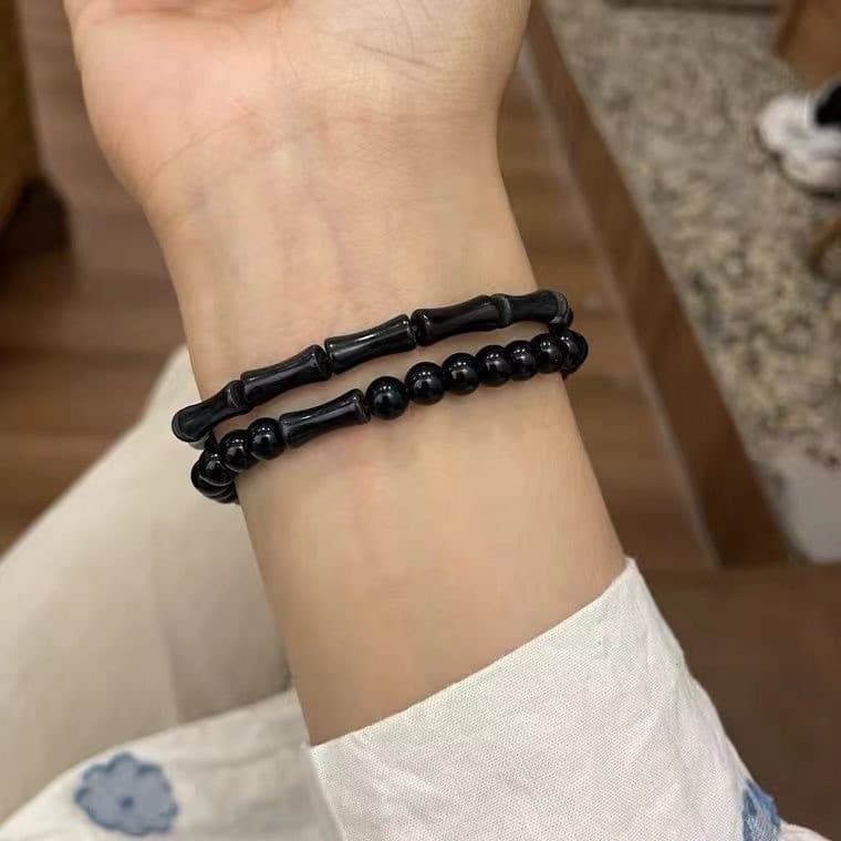 ❣️Estilo chinês preto bambu pulseira novo estilo chinês dupla camada nicho de bambu Design exclusivo pulseira estilo Uni