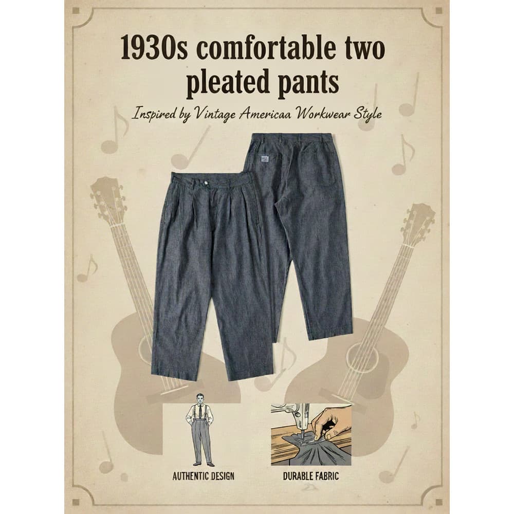 NÃO ESTOQUE Japonês Retro Leve Tecido Juvenil Solto Cintura Alta Jeans Reto Casual Calças de Duas Plissadas Masculinas