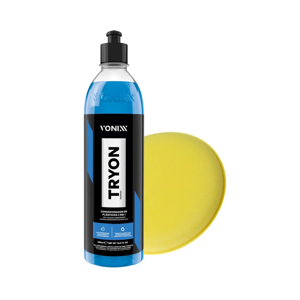 Kit Tryon Condicionador Revitalizador de Plásticos e Borrachas 500ml Vonixx + Aplicador de Espuma Sgt
