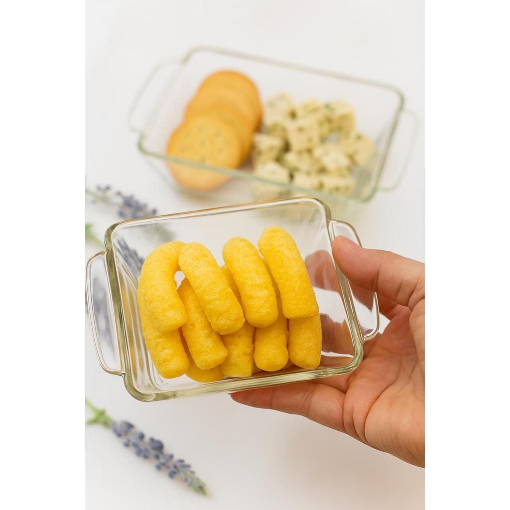 Kit 2 Mini Travessas Retangulares Vidro Com Alça Petisqueira Molheira